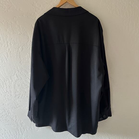 MACMOR | Mens Boxy Wool Shirt Jacket Blazer Size 2XL Black Career Front Pockets - Picture 2 of 8